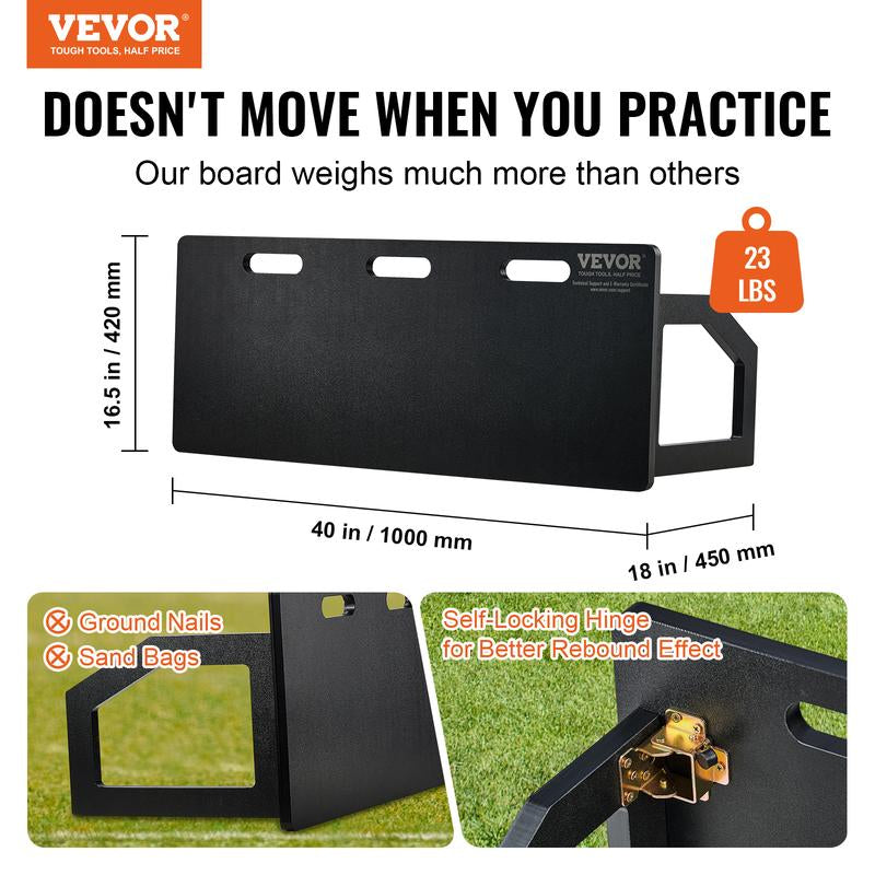VEVOR Soccer Rebounder Board, 40"X16" Portable Soccer Wall with 2 Angles Rebound, Foldable HDPE Kickback Rebound Board, Soccer Training Equipment for Kids and Adults, Passing & Shooting Practice