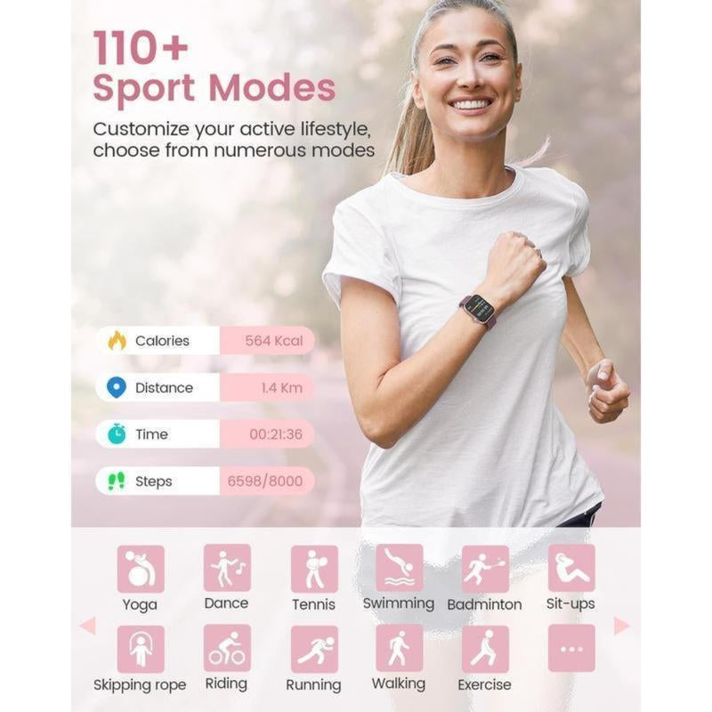 A Watch That Focuses on Your Health Women'S Smartwatch, Fitness Tracker Smartwatch for Android Phone/Iphone, 1.85 Inch Women'S Watch with Blood Pressure Monitor, Call and Message/Heart Rate/Sleep/Female Cycle(Tpu Strap + Steel Strap)Bluetooth Chip Durable