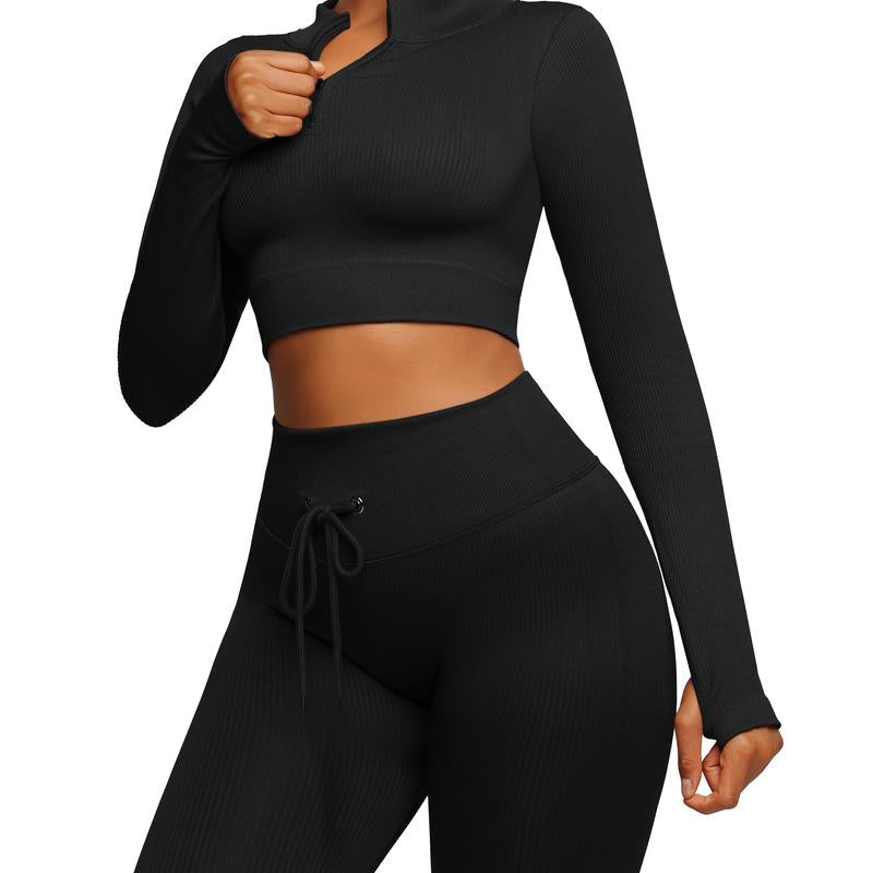 Feelingirl Seamless Long Sleeve Sportswear Set Gym Outfit Activewear Gym Outfit Christmas Outfit
