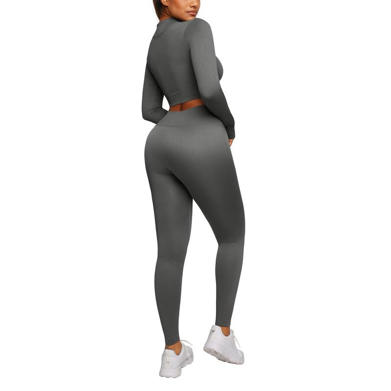 Feelingirl Seamless Long Sleeve Sportswear Set Gym Outfit Activewear Gym Outfit Christmas Outfit