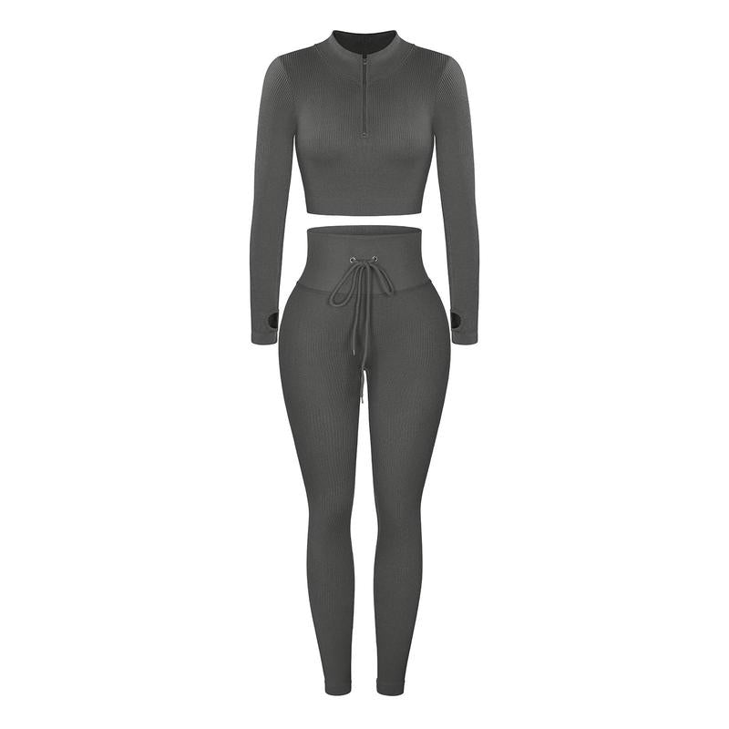 Feelingirl Seamless Long Sleeve Sportswear Set Gym Outfit Activewear Gym Outfit Christmas Outfit