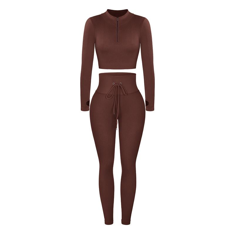 Feelingirl Seamless Long Sleeve Sportswear Set Gym Outfit Activewear Gym Outfit Christmas Outfit