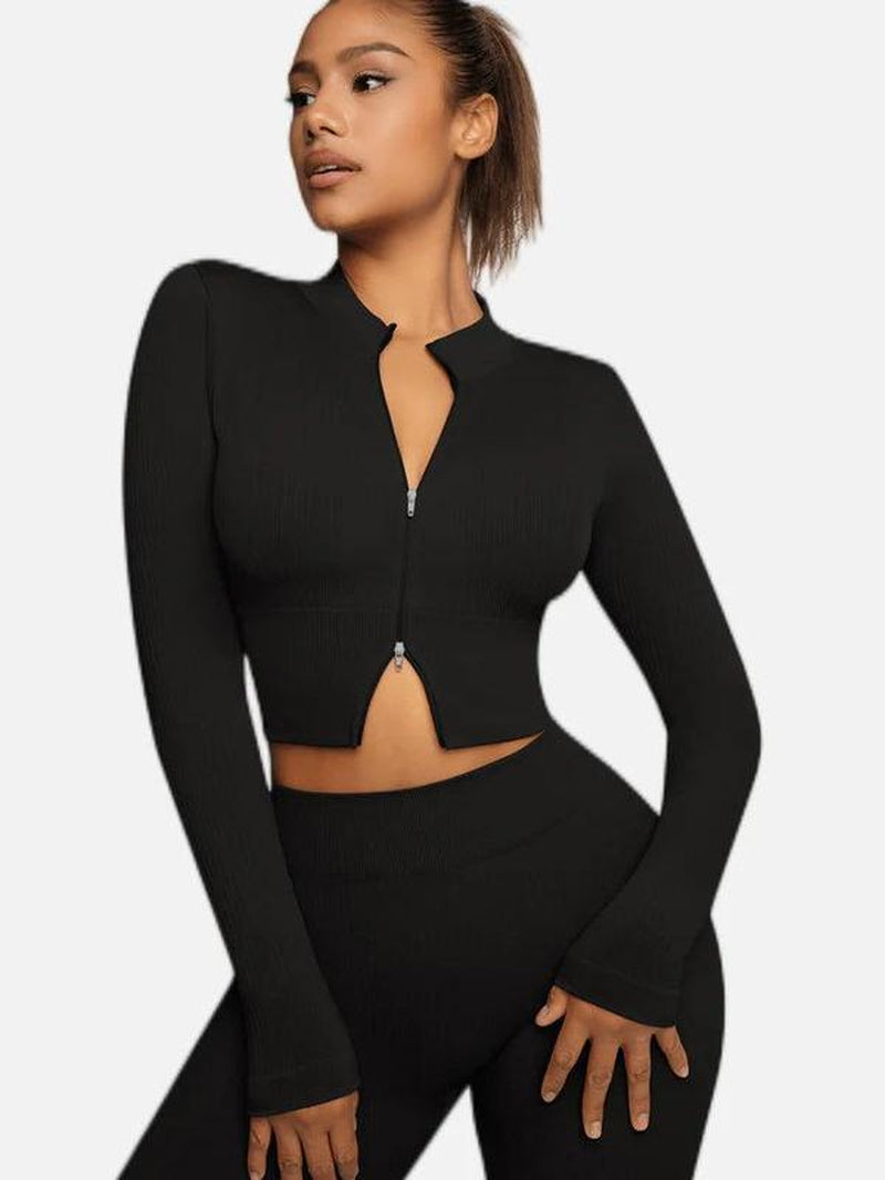 Feelingirl Seamless Long Sleeve Sportswear Set Gym Outfit Activewear Gym Outfit Christmas Outfit
