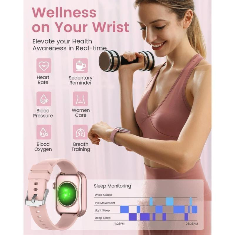 A Watch That Focuses on Your Health Women'S Smartwatch, Fitness Tracker Smartwatch for Android Phone/Iphone, 1.85 Inch Women'S Watch with Blood Pressure Monitor, Call and Message/Heart Rate/Sleep/Female Cycle(Tpu Strap + Steel Strap)Bluetooth Chip Durable