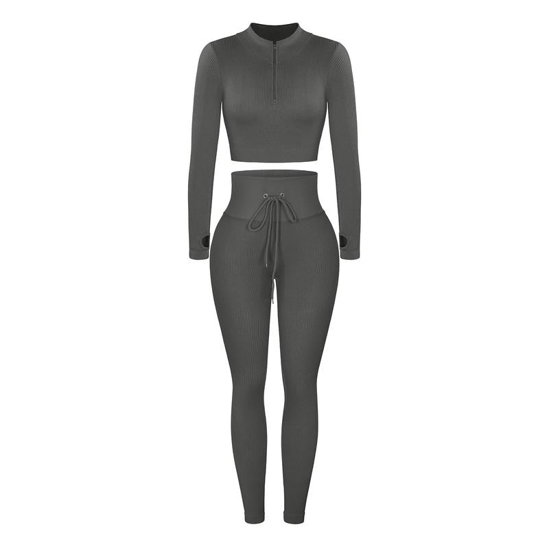 Feelingirl Seamless Long Sleeve Sportswear Set Gym Outfit Activewear Gym Outfit Christmas Outfit