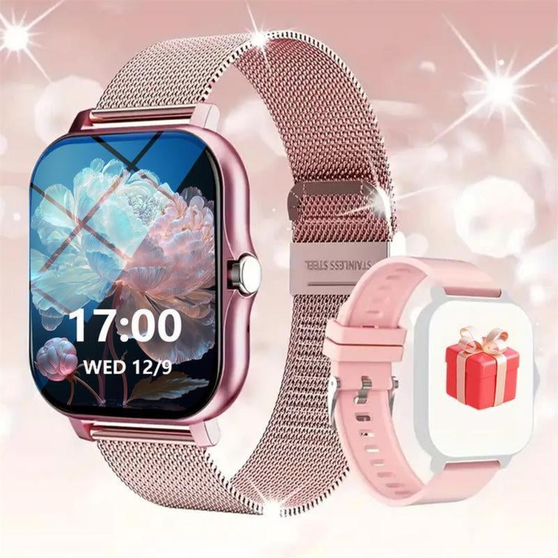 A Watch That Focuses on Your Health Women'S Smartwatch, Fitness Tracker Smartwatch for Android Phone/Iphone, 1.85 Inch Women'S Watch with Blood Pressure Monitor, Call and Message/Heart Rate/Sleep/Female Cycle(Tpu Strap + Steel Strap)Bluetooth Chip Durable