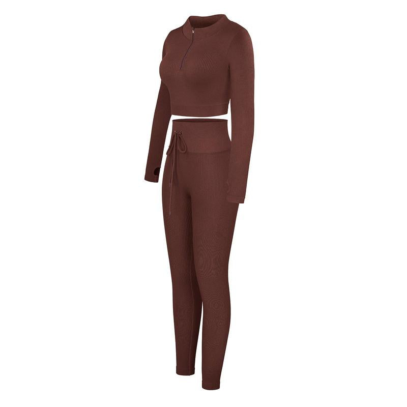 Feelingirl Seamless Long Sleeve Sportswear Set Gym Outfit Activewear Gym Outfit Christmas Outfit
