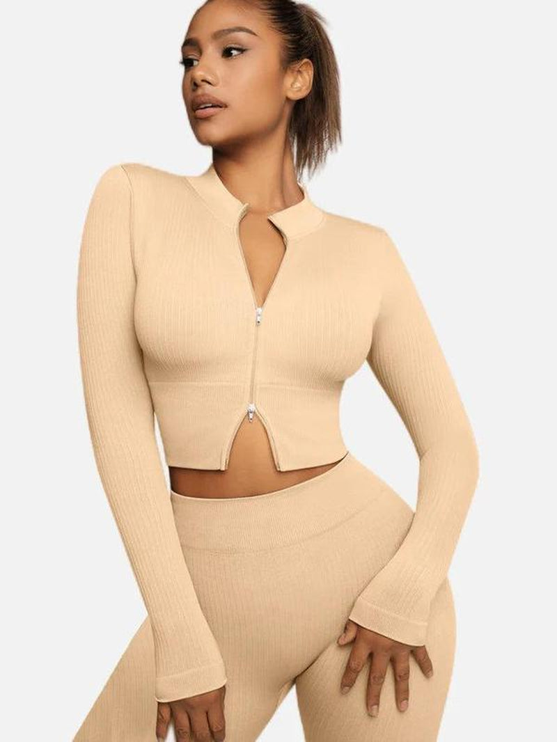 Feelingirl Seamless Long Sleeve Sportswear Set Gym Outfit Activewear Gym Outfit Christmas Outfit