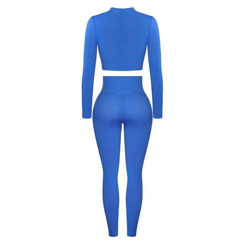 Feelingirl Seamless Long Sleeve Sportswear Set Gym Outfit Activewear Gym Outfit Christmas Outfit
