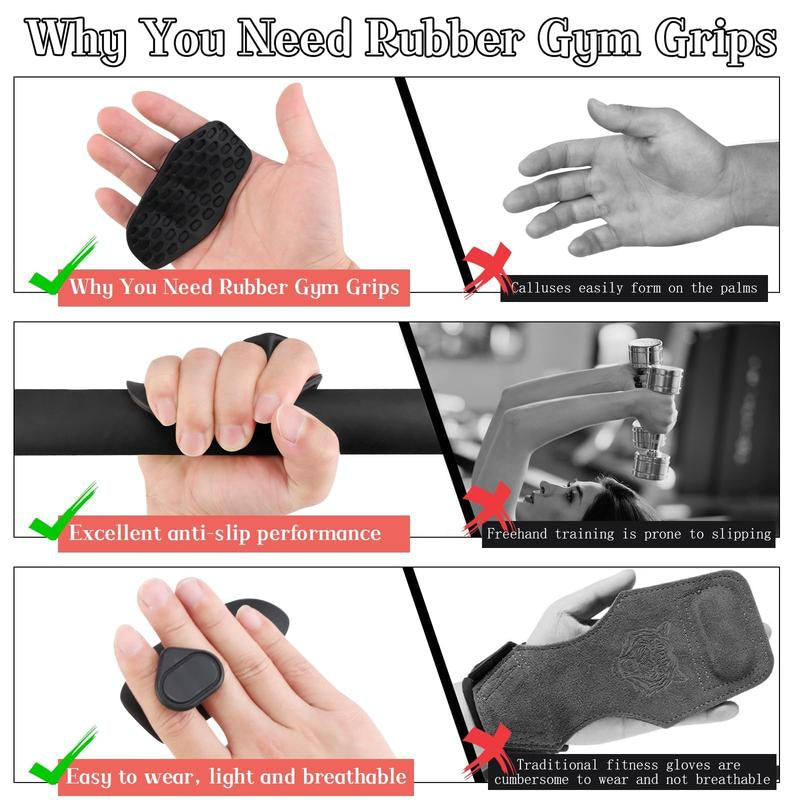 Ergonomic Weight Lifting Grips – Non-Slip Gym Grips for Deadlifts, Rows & Pull-Ups – Secure & Comfortable Barbell & Dumbbell Grip Alternative Gym Workout Non-Slip Rubber Gym Grip