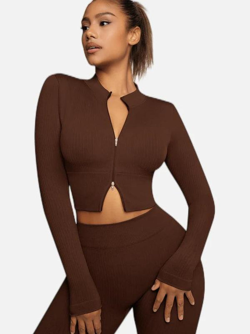 Feelingirl Seamless Long Sleeve Sportswear Set Gym Outfit Activewear Gym Outfit Christmas Outfit