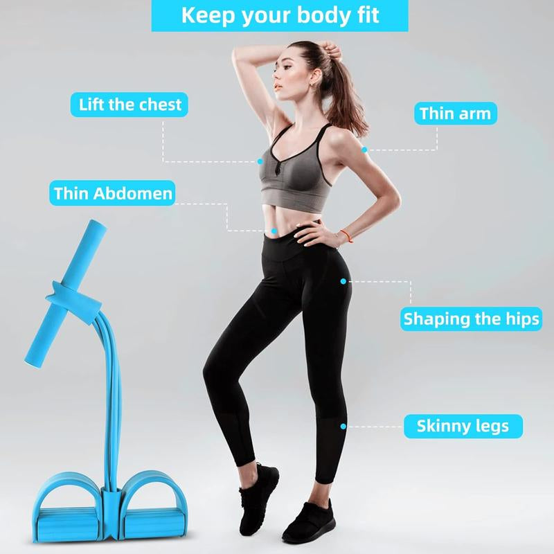 4-Tube Multi - Function Tension Rope with Handles - Home Gym Sit - up & Tummy Training Equipment for Men & Women