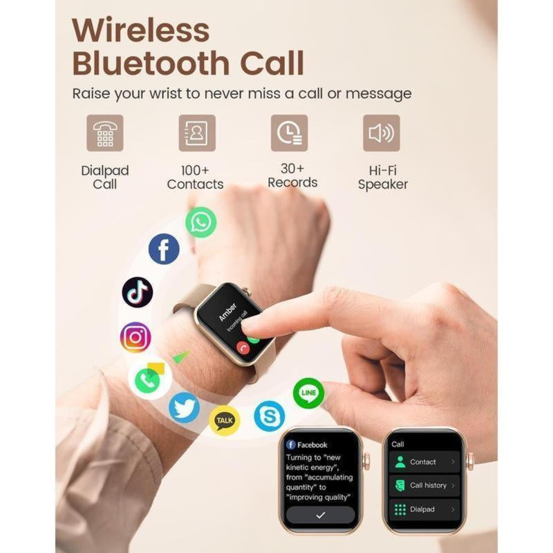 A Watch That Focuses on Your Health Women'S Smartwatch, Fitness Tracker Smartwatch for Android Phone/Iphone, 1.85 Inch Women'S Watch with Blood Pressure Monitor, Call and Message/Heart Rate/Sleep/Female Cycle(Tpu Strap + Steel Strap)Bluetooth Chip Durable