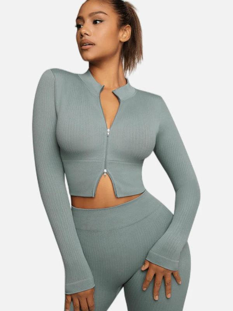 Feelingirl Seamless Long Sleeve Sportswear Set Gym Outfit Activewear Gym Outfit Christmas Outfit