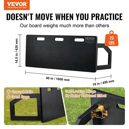 VEVOR Soccer Rebounder Board, 40"X16" Portable Soccer Wall with 2 Angles Rebound, Foldable HDPE Kickback Rebound Board, Soccer Training Equipment for Kids and Adults, Passing & Shooting Practice