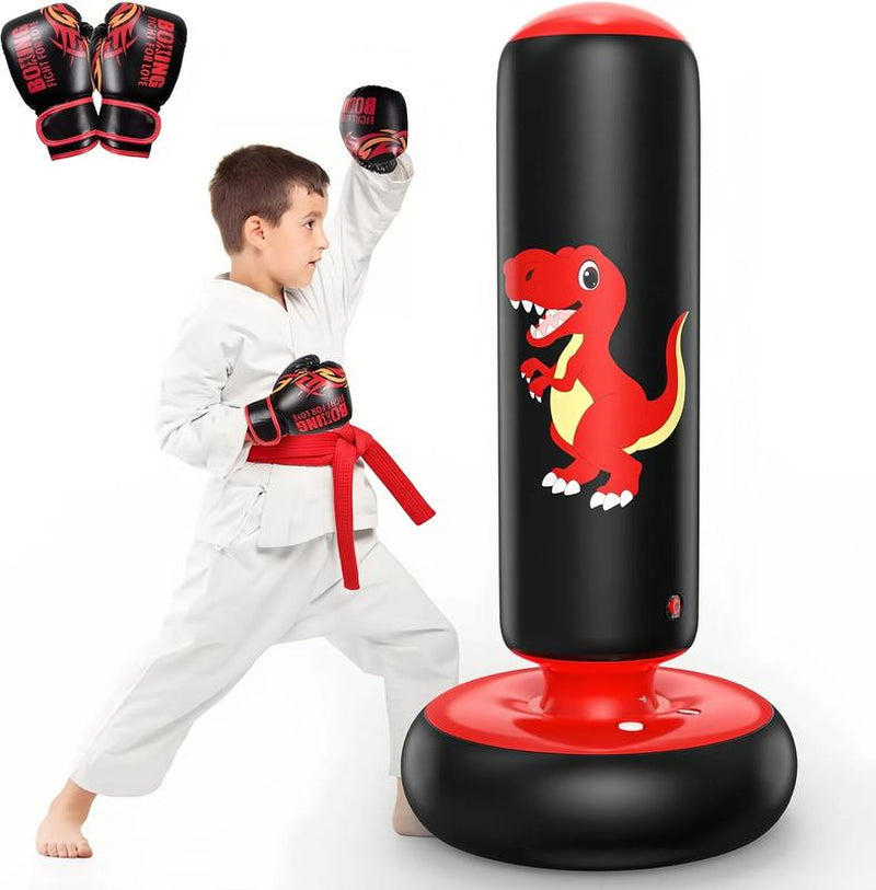 Christmas Gifts Inflatable Punching Bag, 48 Inch Stable Inflatable Boxing Bag for 3-6 Kids,Dinosaur Toy & Gifts for Boys and Girls, Kids Boxing Set for Practicing Karate, Taekwondo