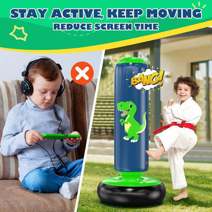 Christmas Gifts Inflatable Punching Bag, 48 Inch Stable Inflatable Boxing Bag for 3-6 Kids,Dinosaur Toy & Gifts for Boys and Girls, Kids Boxing Set for Practicing Karate, Taekwondo