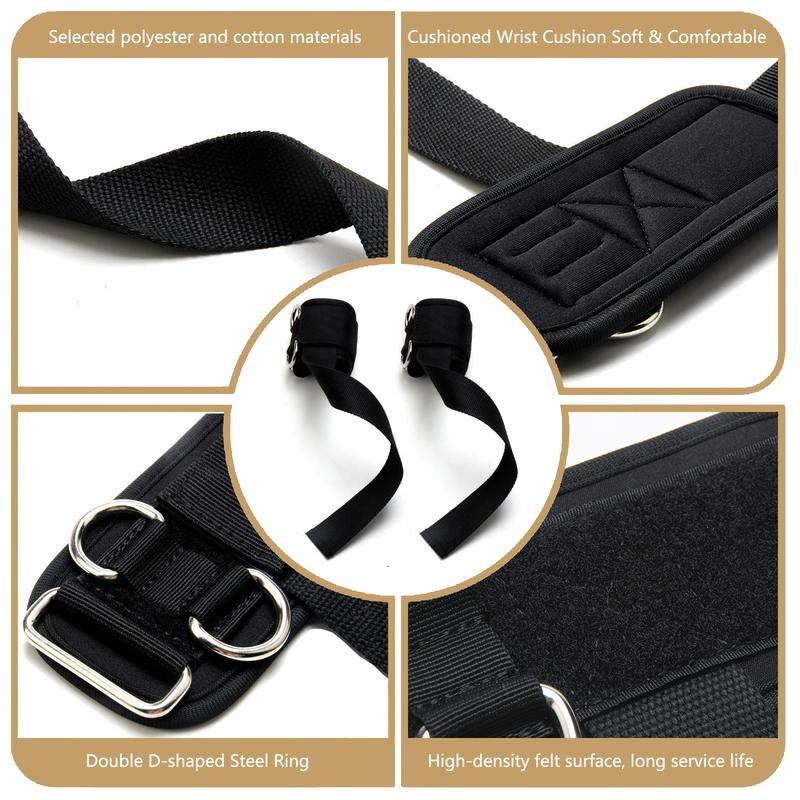 Weight Lifting Straps with D Ring 2 in 1 Thick Padding Comfortable Heavy Duty Strap Secure Fit Enhanced Grip Reinforced Stitching Wrist Support Straps for Weightlifting & Various Strength Training Activities Workout Recovery Men & Women Black Set of 2