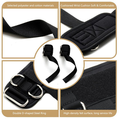 Weight Lifting Straps with D Ring 2 in 1 Thick Padding Comfortable Heavy Duty Strap Secure Fit Enhanced Grip Reinforced Stitching Wrist Support Straps for Weightlifting & Various Strength Training Activities Workout Recovery Men & Women Black Set of 2