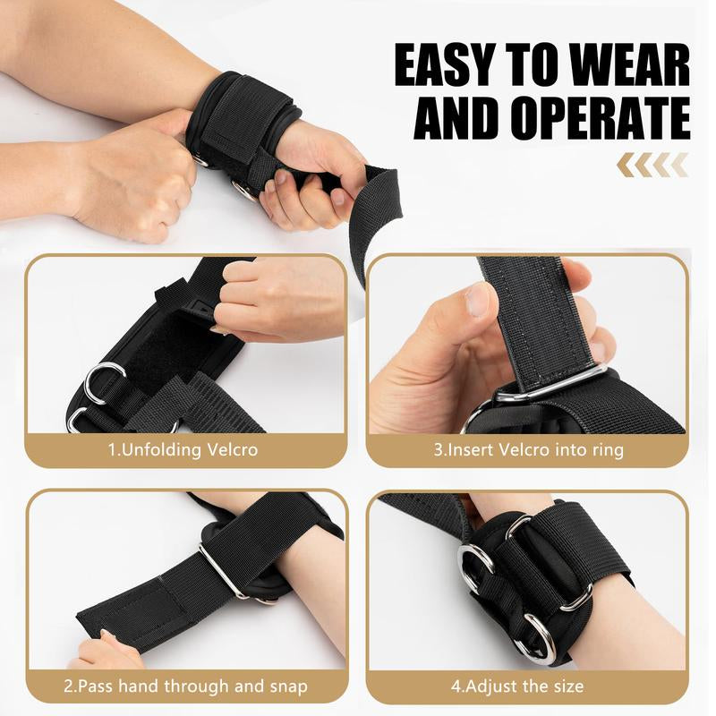 Weight Lifting Straps with D Ring 2 in 1 Thick Padding Comfortable Heavy Duty Strap Secure Fit Enhanced Grip Reinforced Stitching Wrist Support Straps for Weightlifting & Various Strength Training Activities Workout Recovery Men & Women Black Set of 2
