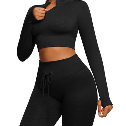 Feelingirl Seamless Long Sleeve Sportswear Set Gym Outfit Activewear Gym Outfit Christmas Outfit