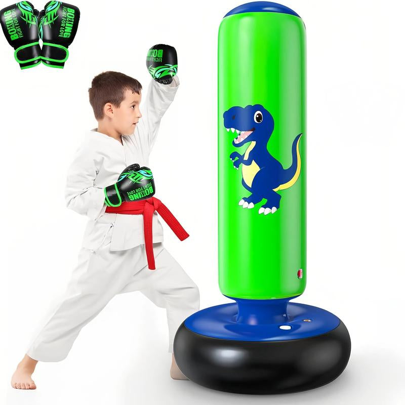 Christmas Gifts Inflatable Punching Bag, 48 Inch Stable Inflatable Boxing Bag for 3-6 Kids,Dinosaur Toy & Gifts for Boys and Girls, Kids Boxing Set for Practicing Karate, Taekwondo