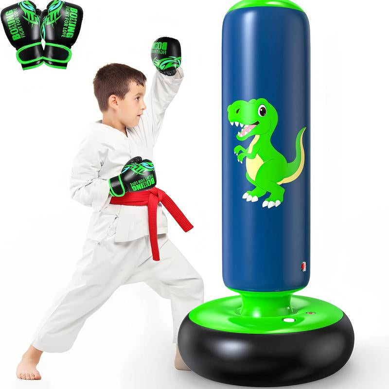 Christmas Gifts Inflatable Punching Bag, 48 Inch Stable Inflatable Boxing Bag for 3-6 Kids,Dinosaur Toy & Gifts for Boys and Girls, Kids Boxing Set for Practicing Karate, Taekwondo