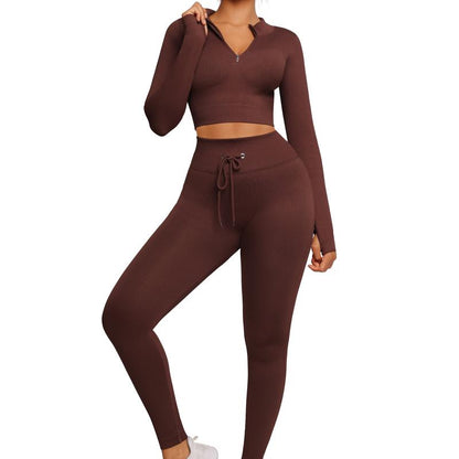 Feelingirl Seamless Long Sleeve Sportswear Set Gym Outfit Activewear Gym Outfit Christmas Outfit