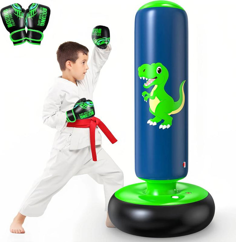 Christmas Gifts Inflatable Punching Bag, 48 Inch Stable Inflatable Boxing Bag for 3-6 Kids,Dinosaur Toy & Gifts for Boys and Girls, Kids Boxing Set for Practicing Karate, Taekwondo