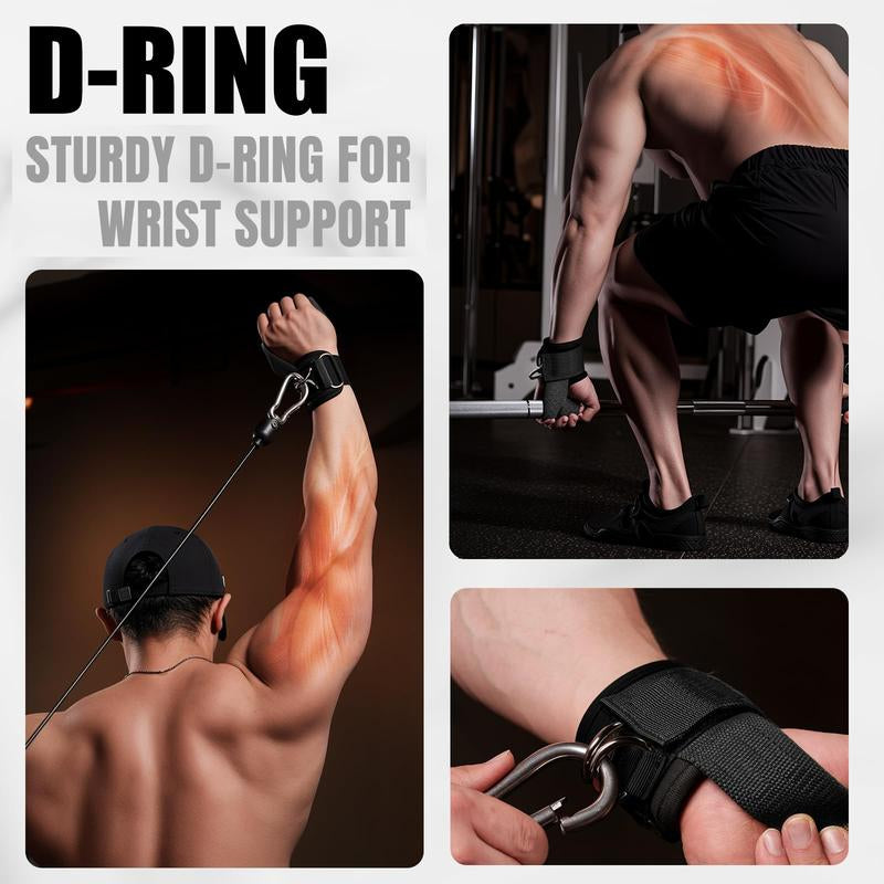 Weight Lifting Straps with D Ring 2 in 1 Thick Padding Comfortable Heavy Duty Strap Secure Fit Enhanced Grip Reinforced Stitching Wrist Support Straps for Weightlifting & Various Strength Training Activities Workout Recovery Men & Women Black Set of 2