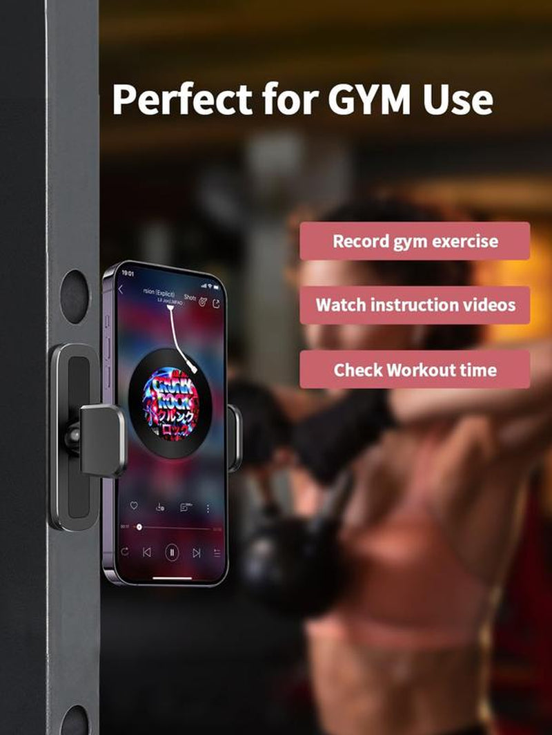 Gym Portable Magnetic Phone Holder, 360 Degree Adjustable Magnetic Phone Mount for Gym Attach to Metal Surface, Fitness Equipment Accessories for Home Gym Smartphone Cellphone Stand