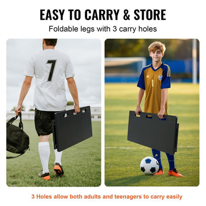 VEVOR Soccer Rebounder Board, 40"X16" Portable Soccer Wall with 2 Angles Rebound, Foldable HDPE Kickback Rebound Board, Soccer Training Equipment for Kids and Adults, Passing & Shooting Practice