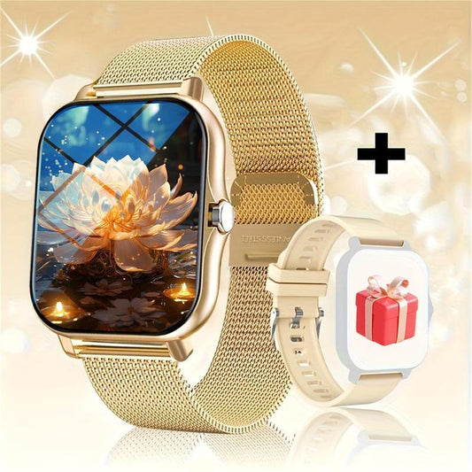 A Watch That Focuses on Your Health Women'S Smartwatch, Fitness Tracker Smartwatch for Android Phone/Iphone, 1.85 Inch Women'S Watch with Blood Pressure Monitor, Call and Message/Heart Rate/Sleep/Female Cycle(Tpu Strap + Steel Strap)Bluetooth Chip Durable